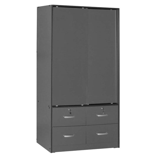 Better Home Products Sarah Modern Wood Double Sliding Door Armoire in Dark Gray