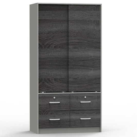 Better Home Products Sarah Modern Wood Double Sliding Door Armoire in Gray