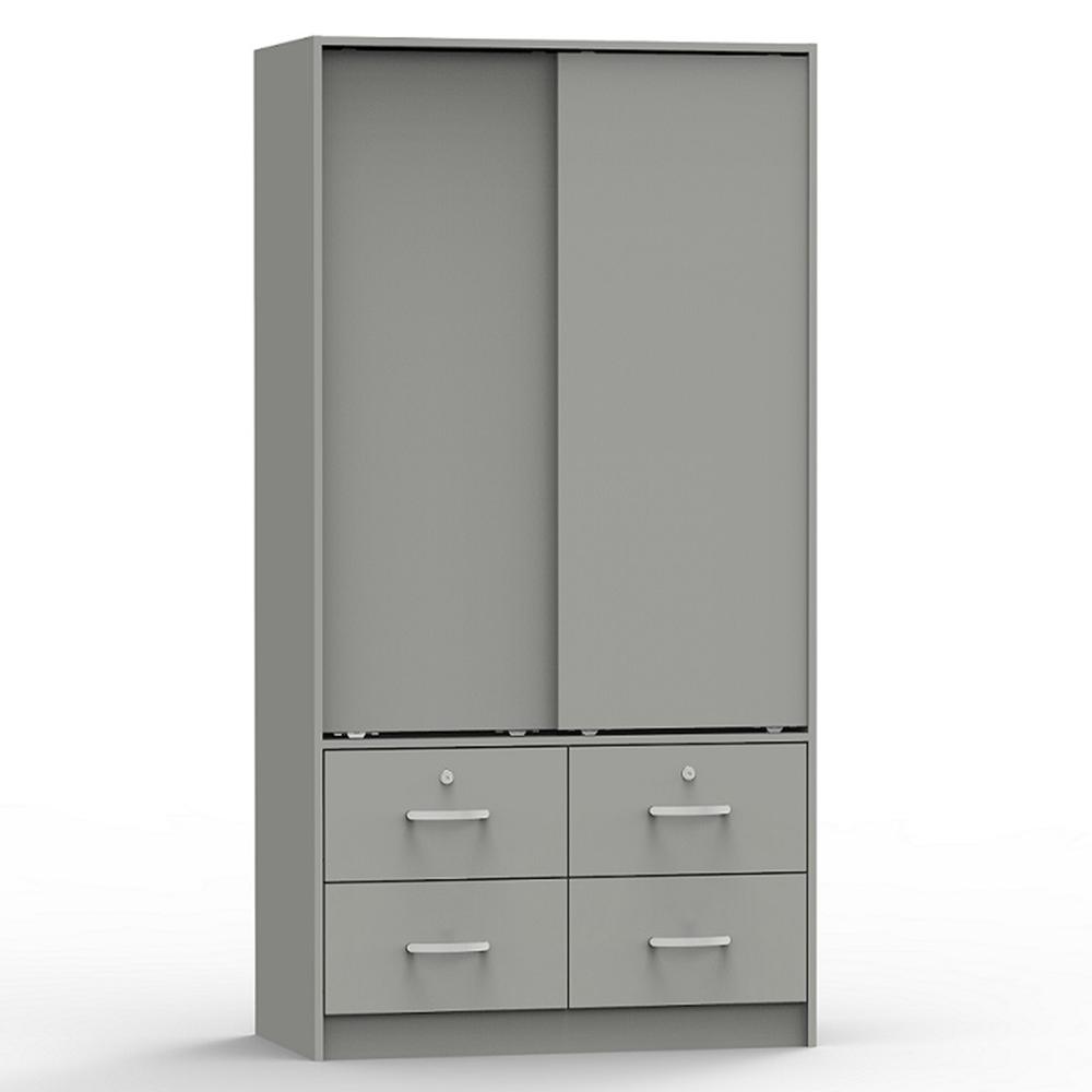 Better Home Products Sarah Modern Wood Double Sliding Door Armoire in Light Gray