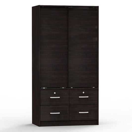 Better Home Products Sarah Modern Wood Double Sliding Door Armoire in Tobacco