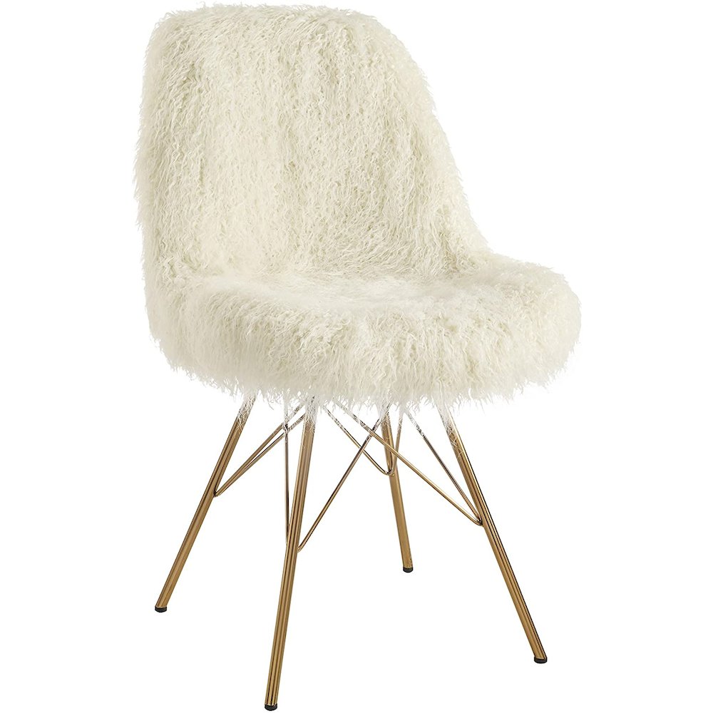 Remy Flokati Chair With Gold Metal Base