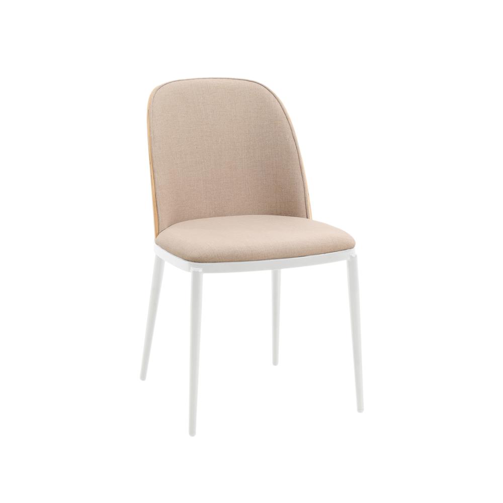 Dining Side Chair with Velvet Seat and White Powder-Coated Steel Frame