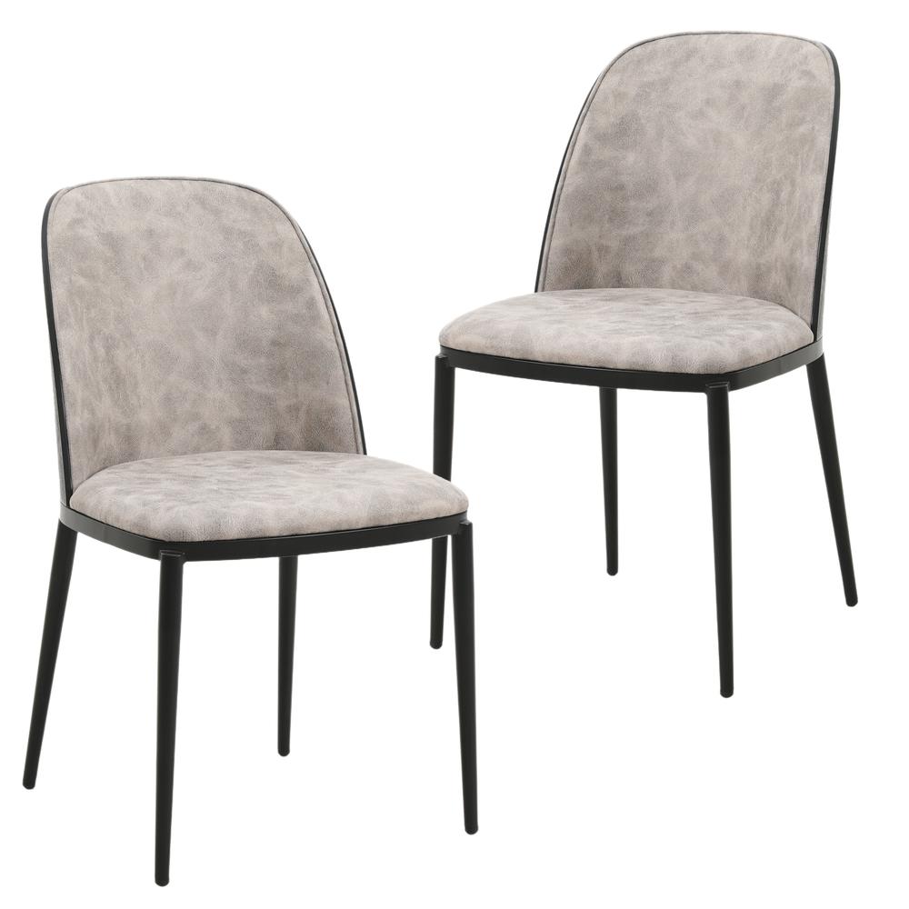 Mid-Century Dining Side Chair with Sueade Fabric Seat and Steel Frame Set of 2