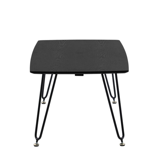 LeisureMod Elmwood Modern Wood Top Coffee Table With Iron Base, Black