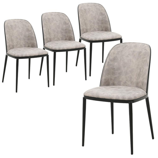 Mid-Century Dining Side Chair with Sueade Fabric Seat and Steel Frame Set of 4