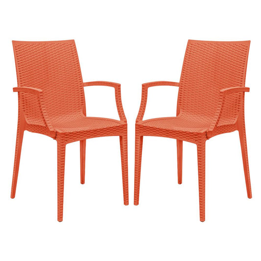 LeisureMod Weave Mace Indoor/Outdoor Chair (With Arms), Set of 2 MCA19OR2