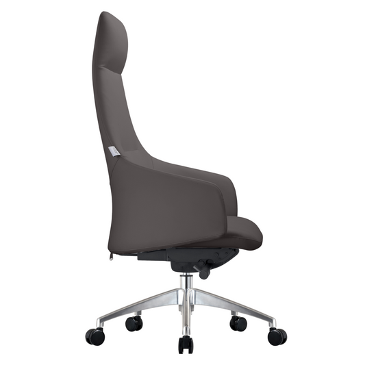 LeisureMod Celeste Series Tall Office Chair in Grey Leather