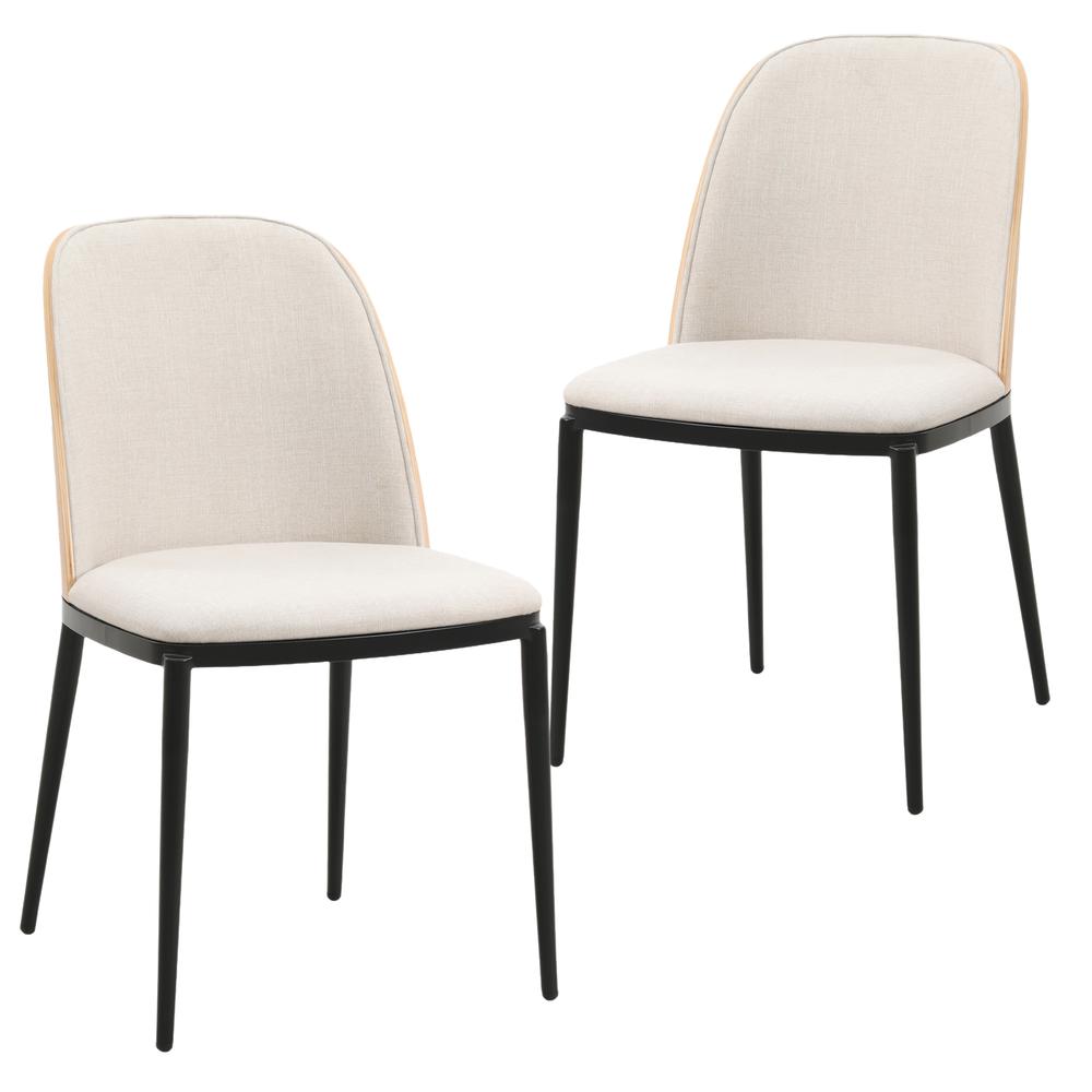 Mid-Century Modern Dining Side Chair with Velvet Seat and Steel Frame Set of 2