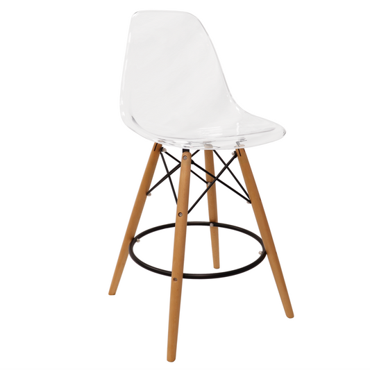 LeisureMod Dover Molded Bar Chair in Clear