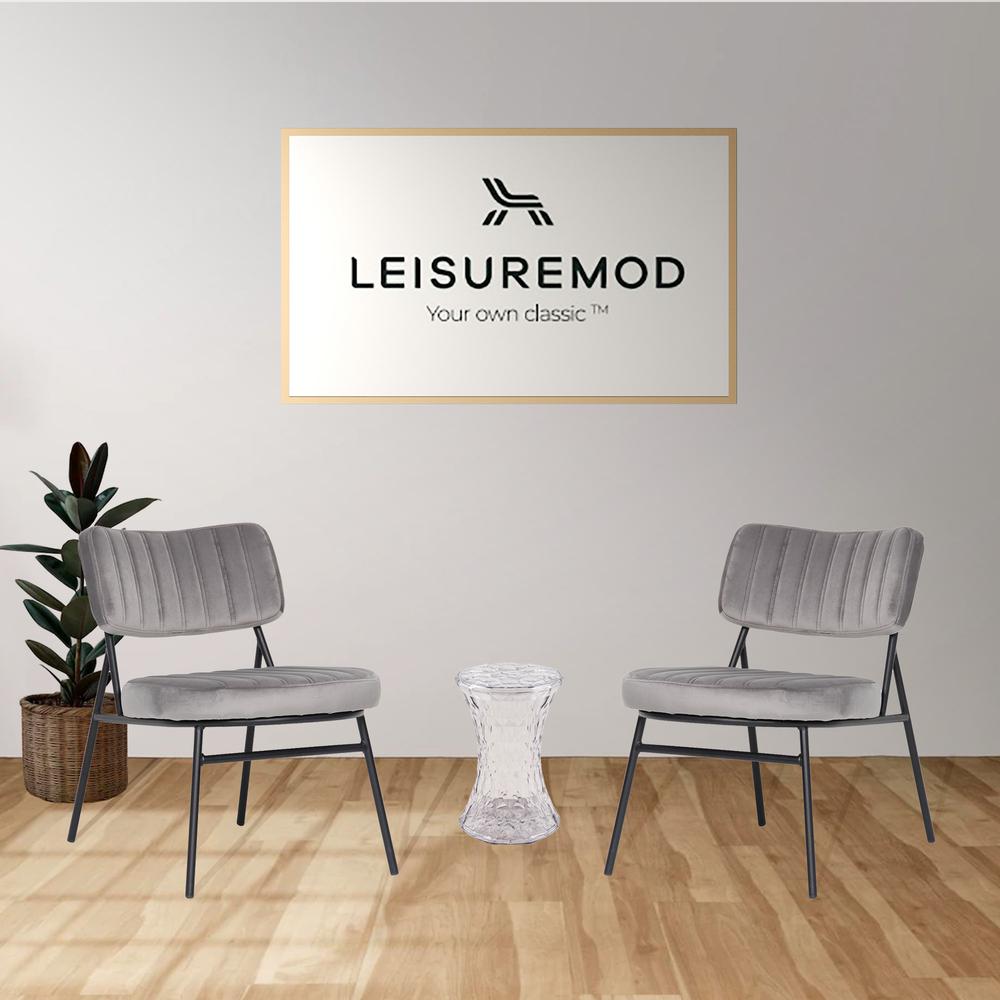 LeisureMod Marilane Velvet Accent Chair With Metal Frame MA29GR