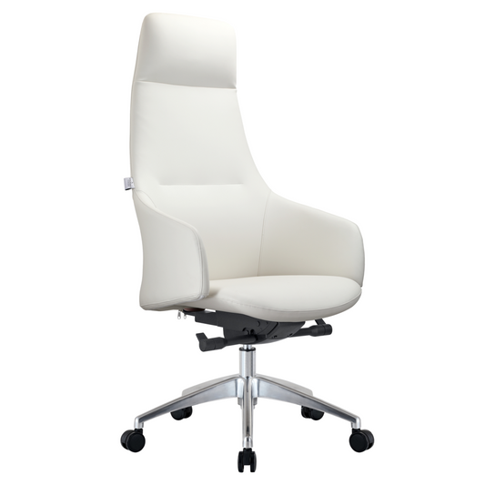 LeisureMod Celeste Series Tall Office Chair in White Leather