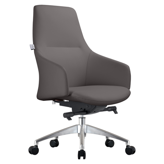 LeisureMod Celeste Series Office Chair in Grey Leather