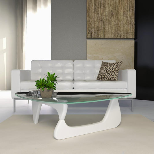 LeisureMod Imperial Triangle Coffee Table, White