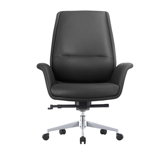 LeisureMod Summit Series Office Chair In Black Leather