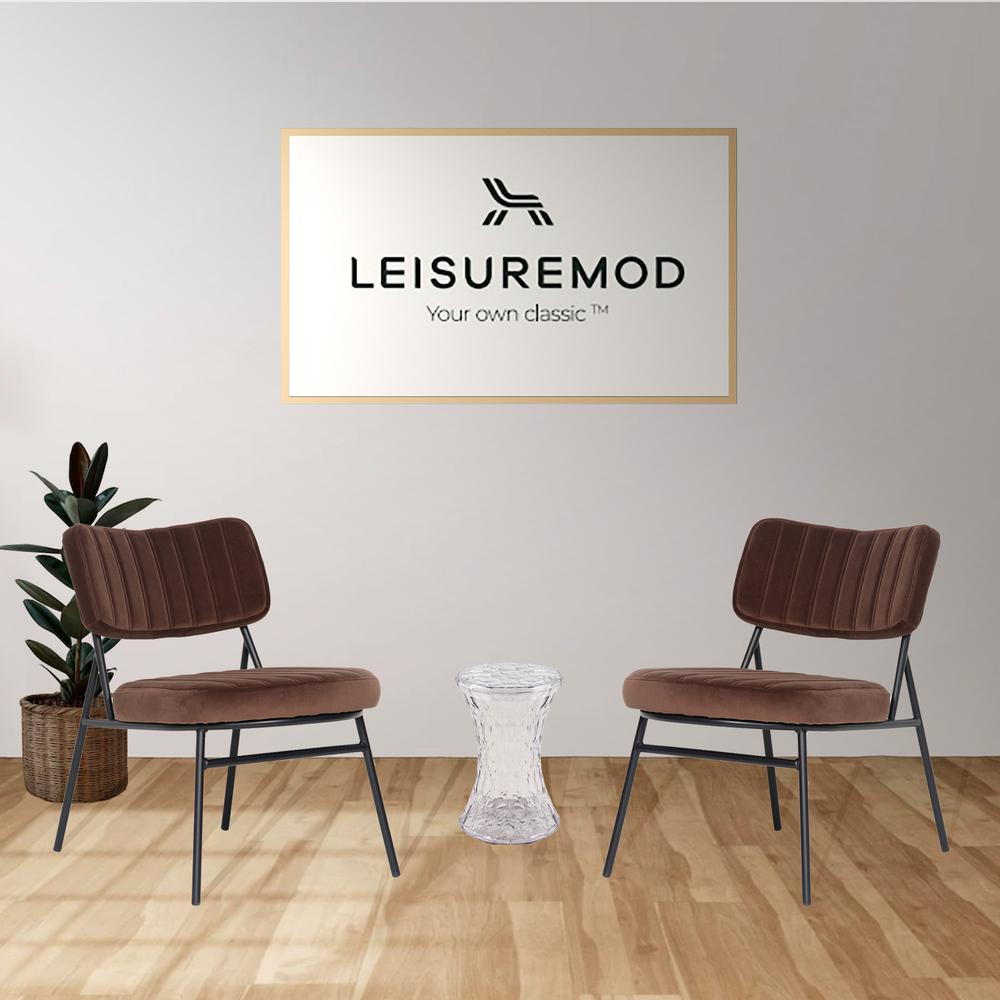 LeisureMod Marilane Velvet Accent Chair With Metal Frame MA29BR