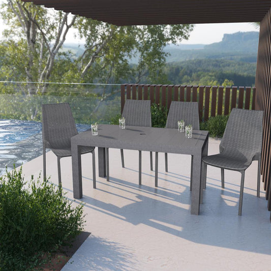 LeisureMod Kent Outdoor Dining Chair, Set of 4 KC19GR4