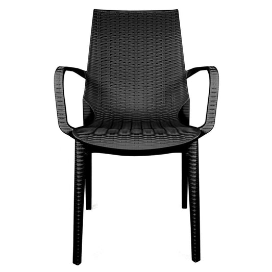 LeisureMod Kent Outdoor Dining Arm Chair KCA21BL