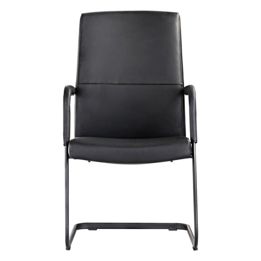 LeisureMod Evander Office Guest Chair in Black Leather