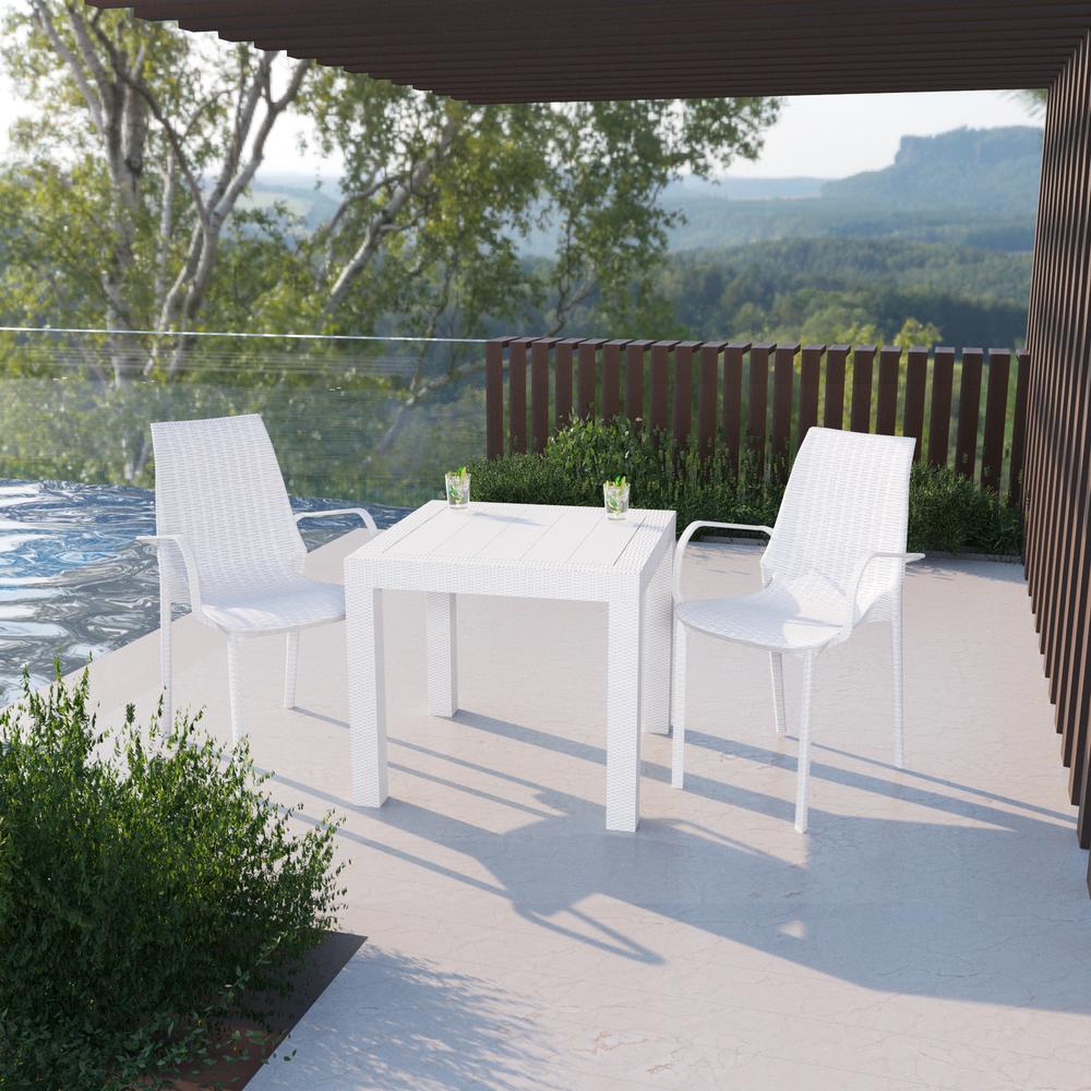 LeisureMod Kent Outdoor Dining Arm Chair, Set of 2 KCA21W2