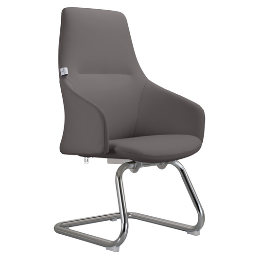 LeisureMod Celeste Series Guest Office Chair in Grey Leather