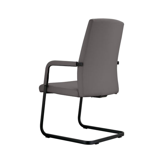 LeisureMod Evander Office Guest Chair in Grey Leather