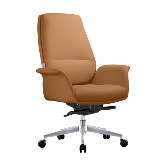 LeisureMod Summit Series Office Chair In Acorn BrownLeather