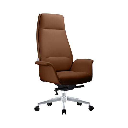 LeisureMod Summit Series Tall Office Chair In Dark Brown Leather