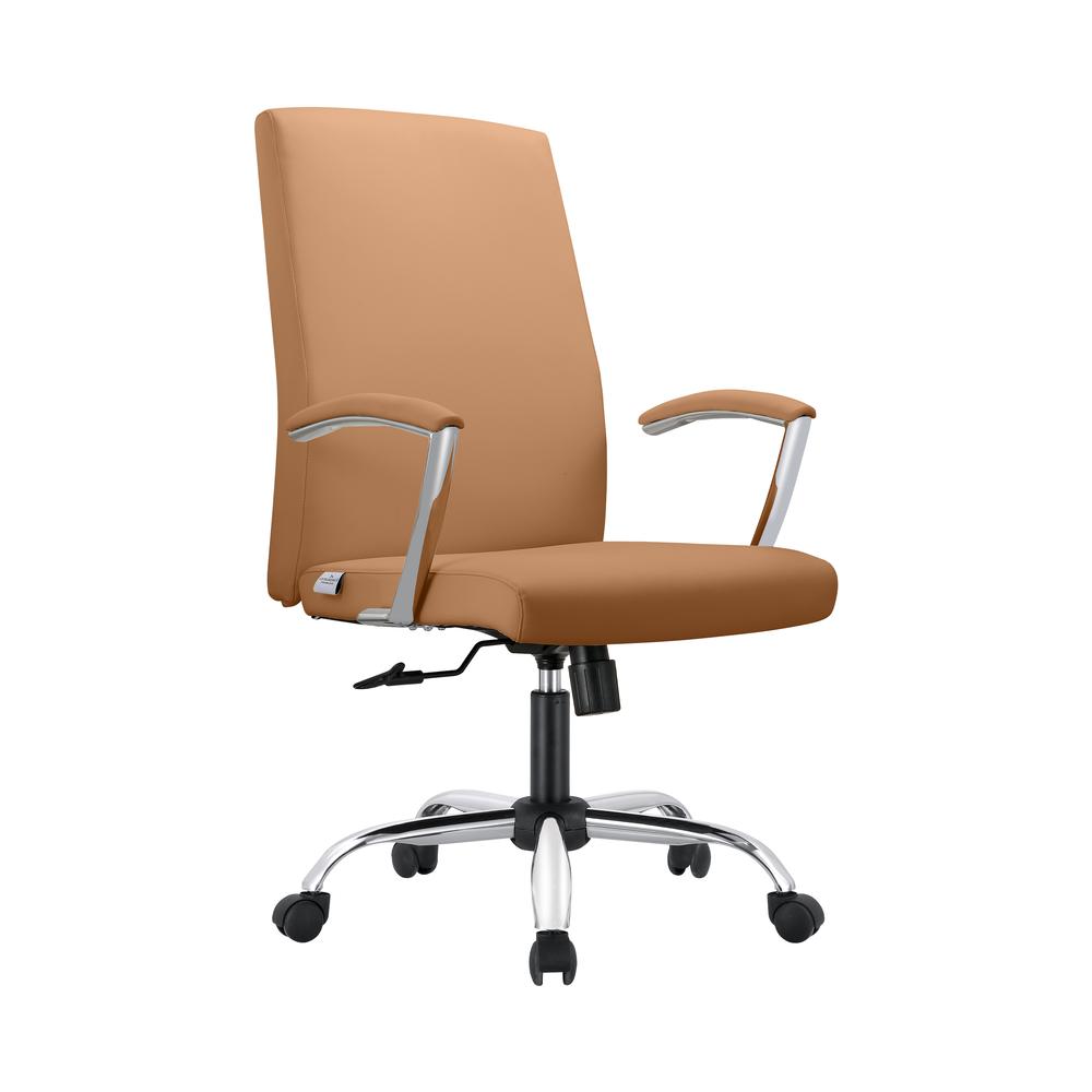 LeisureMod Evander Series Office Chair in Acorn Brown Leather