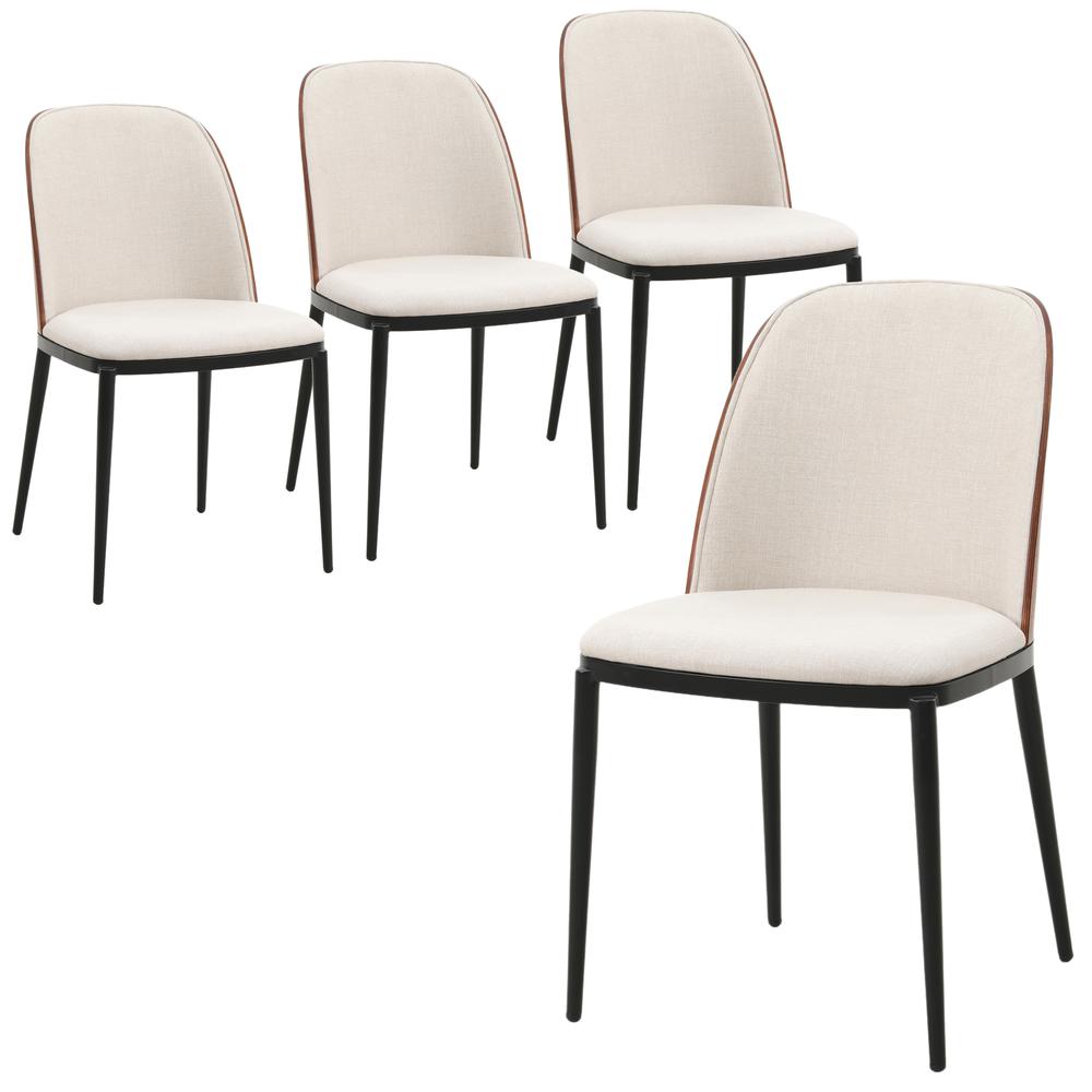 Mid-Century Modern Dining Side Chair with Velvet Seat and Steel Frame Set of 4