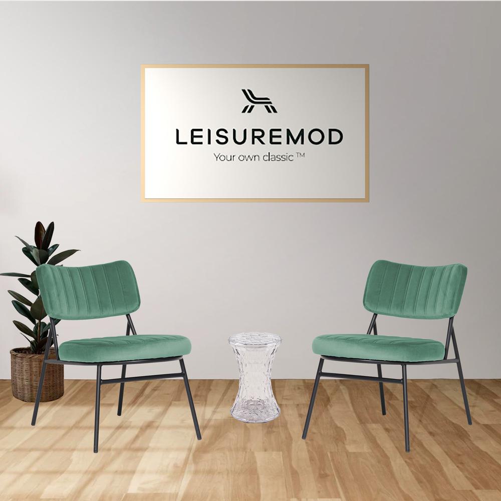 LeisureMod Marilane Velvet Accent Chair With Metal Frame MA29BU