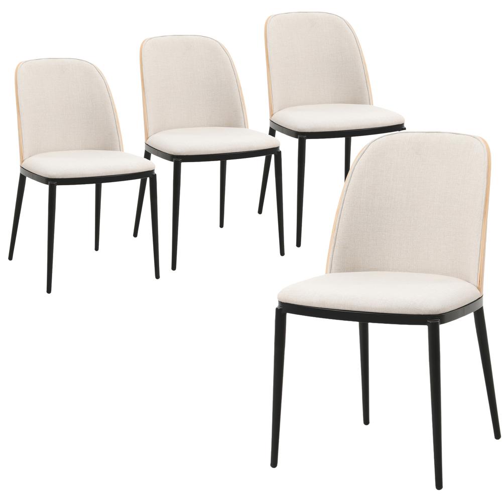 Mid-Century Modern Dining Side Chair with Velvet Seat and Steel Frame Set of 4