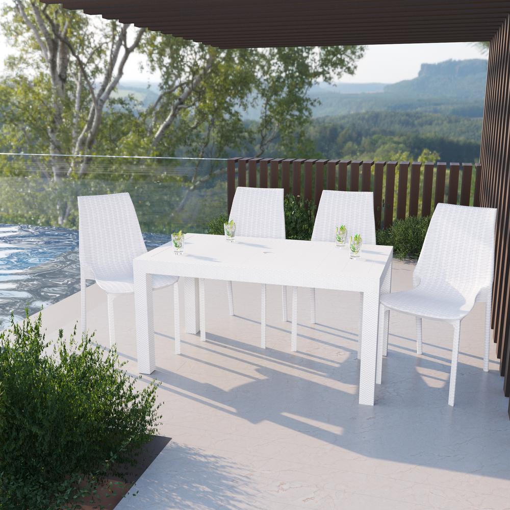 LeisureMod Kent Outdoor Dining Chair, Set of 4 KC19W4