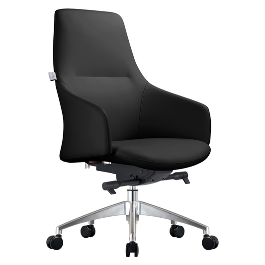 LeisureMod Celeste Series Office Chair in Black Leather