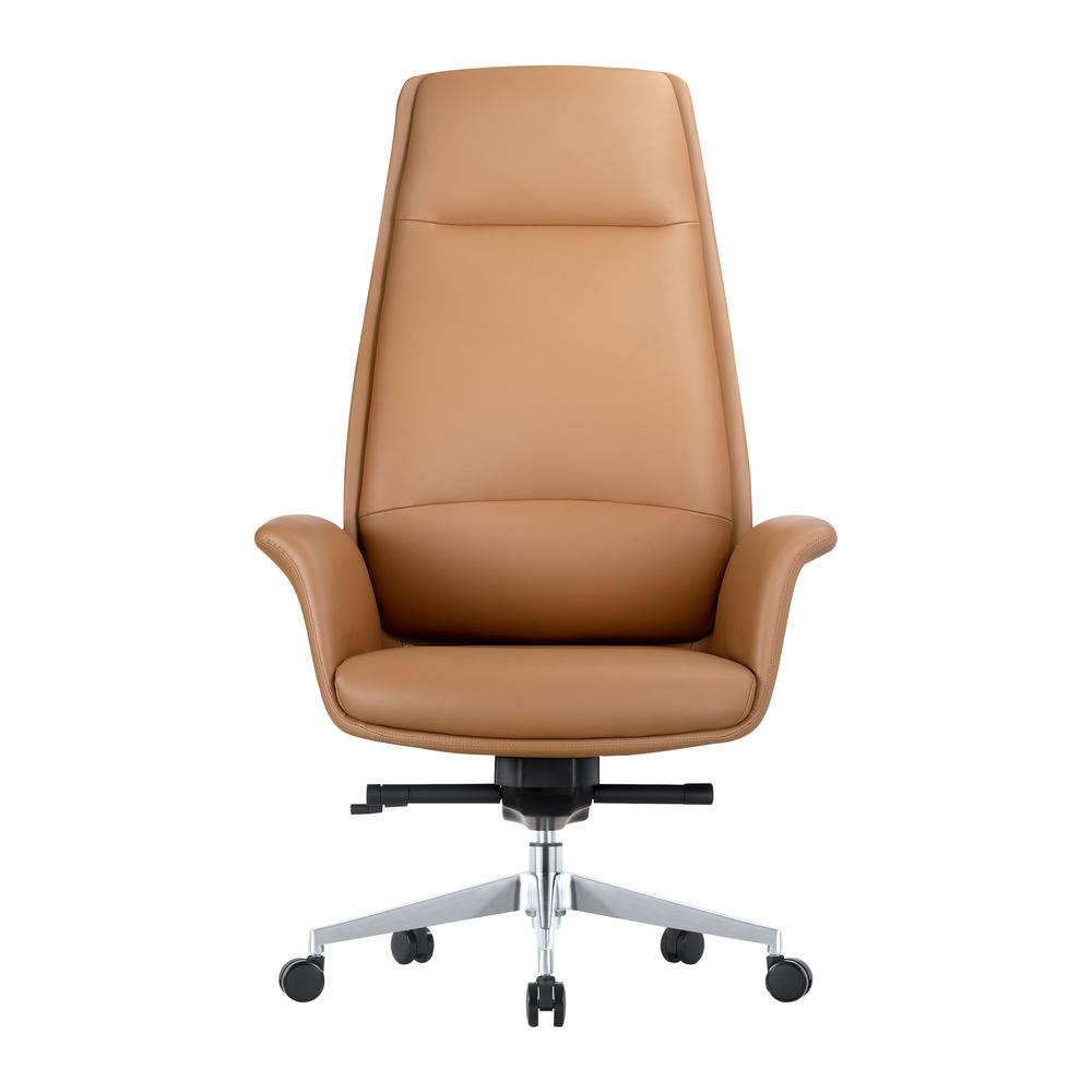 LeisureMod Summit Series Tall Office Chair In Acorn Brown Leather