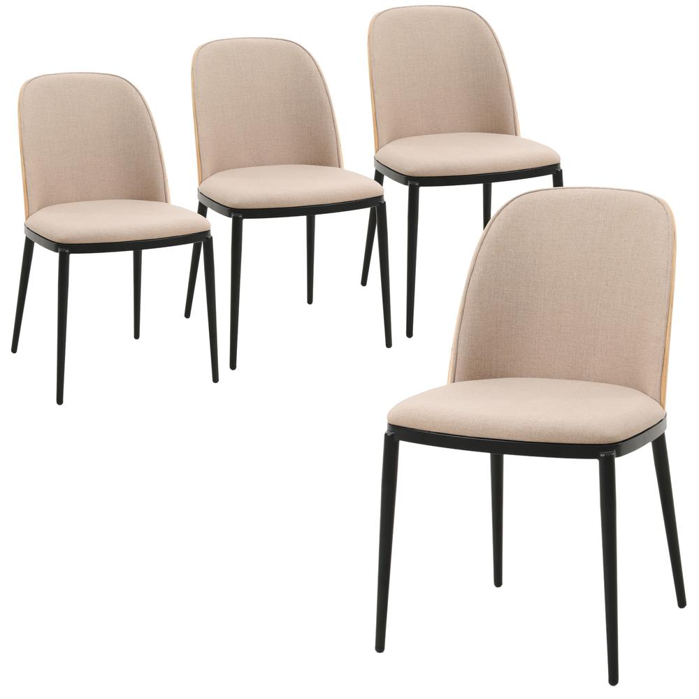 Mid-Century Modern Dining Side Chair with Velvet Seat and Steel Frame Set of 4