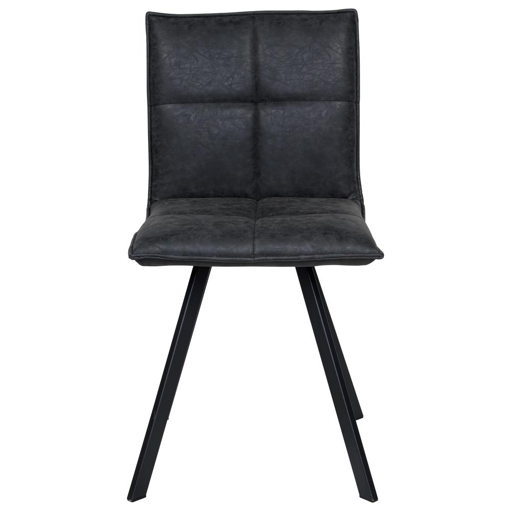 LeisureMod Wesley Modern Leather Dining Chair With Metal Legs Set of 4 WC18BL4