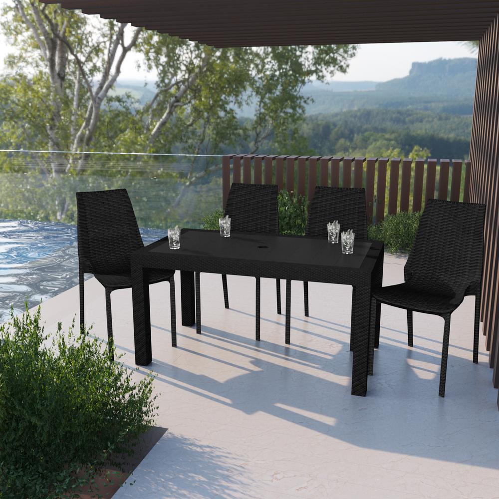 LeisureMod Kent Outdoor Dining Arm Chair, set of 4 KCA21BL4