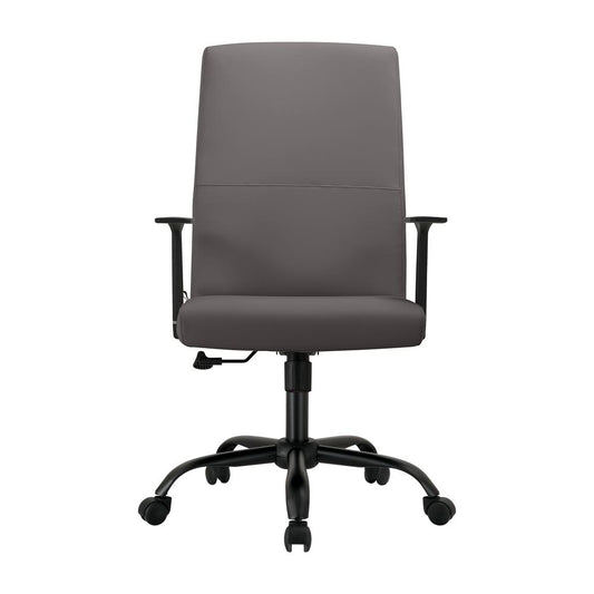 LeisureMod Evander Series Office Guest Chair in Grey Leather