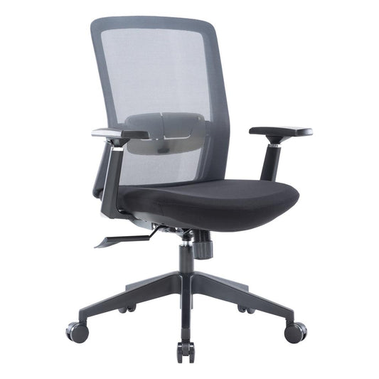 LeisureMod Ingram Modern  Office Task Chair with adjustable armrests, Grey