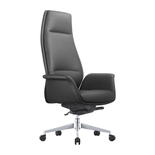 LeisureMod Summit Series Tall Office Chair In Black Leather