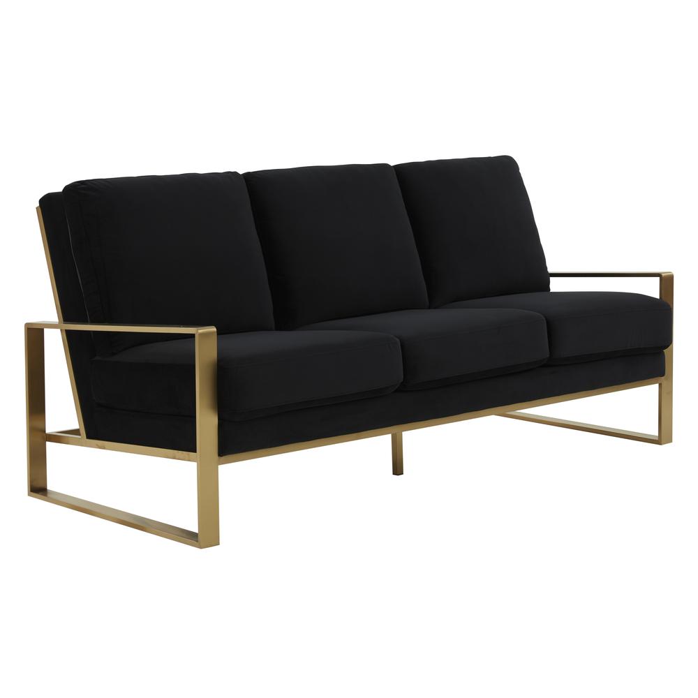 LeisureMod Jefferson Contemporary Modern Design Velvet Sofa With Gold Frame