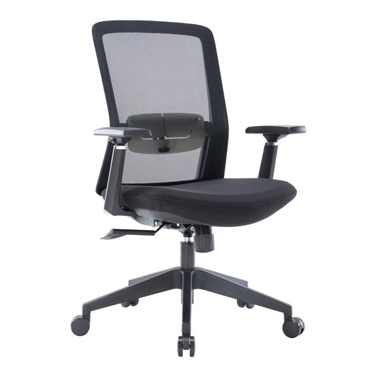 LeisureMod Ingram Modern  Office Task Chair with adjustable armrests, Black