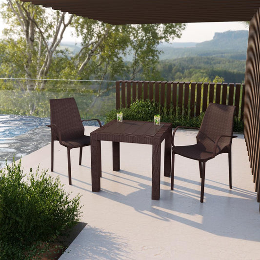 LeisureMod Kent Outdoor Dining Arm Chair, Set of 2 KCA21BR2