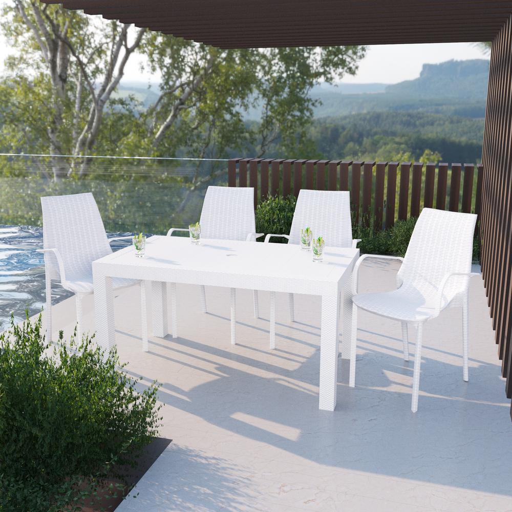 LeisureMod Kent Outdoor Dining Arm Chair, set of 4 KCA21W4