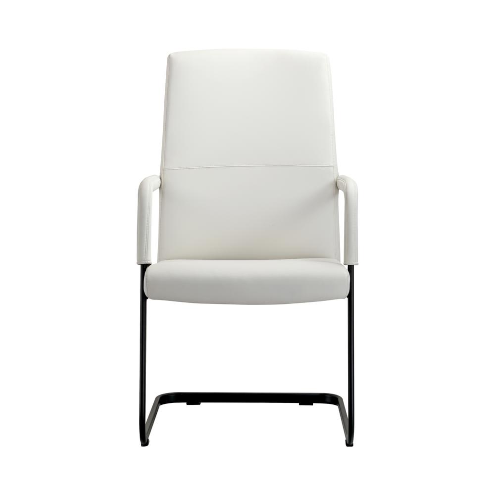 LeisureMod Evander Office Guest Chair in White Leather