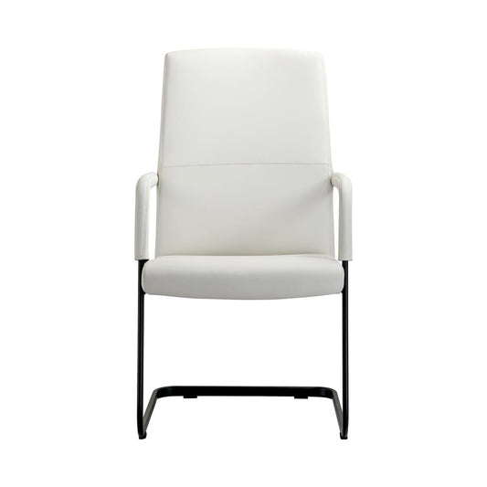 LeisureMod Evander Office Guest Chair in White Leather