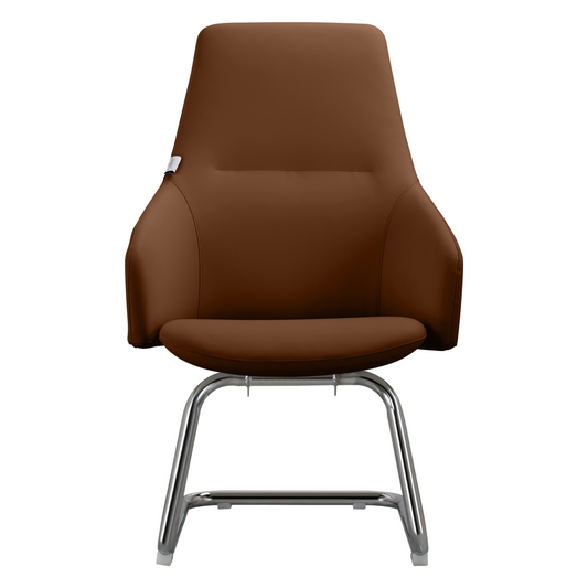 LeisureMod Celeste Series Guest Office Chair in Dark Brown Leather