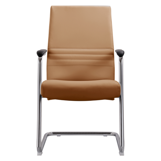 LeisureMod Aleen Series Guest Office Chair In Acorn Brown Leather