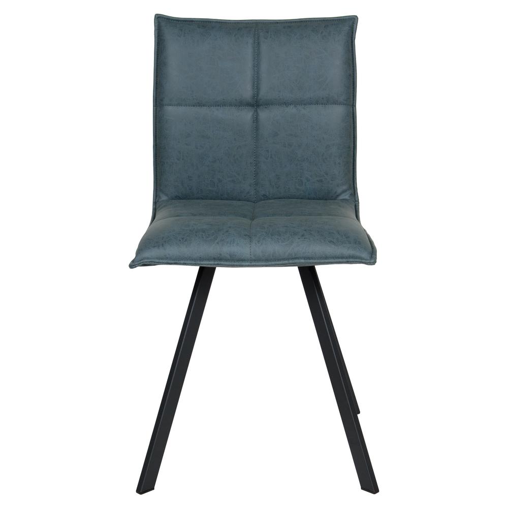 LeisureMod Wesley Modern Leather Dining Chair With Metal Legs Set of 4 WC18BU4