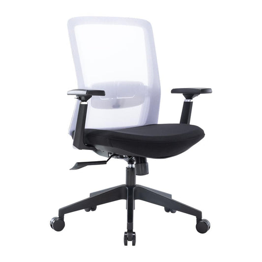 LeisureMod Ingram Modern  Office Task Chair with adjustable armrests, White